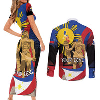 Personalized Philippines Lapulapu Couples Matching Short Sleeve Bodycon Dress and Long Sleeve Button Shirt Hero Behind The Myth