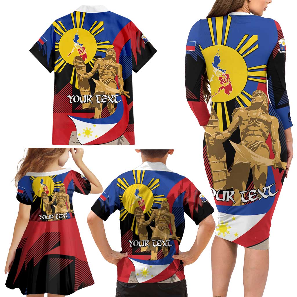 Personalized Philippines Lapulapu Family Matching Long Sleeve Bodycon Dress and Hawaiian Shirt Hero Behind The Myth