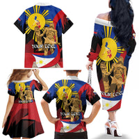 Personalized Philippines Lapulapu Family Matching Off The Shoulder Long Sleeve Dress and Hawaiian Shirt Hero Behind The Myth