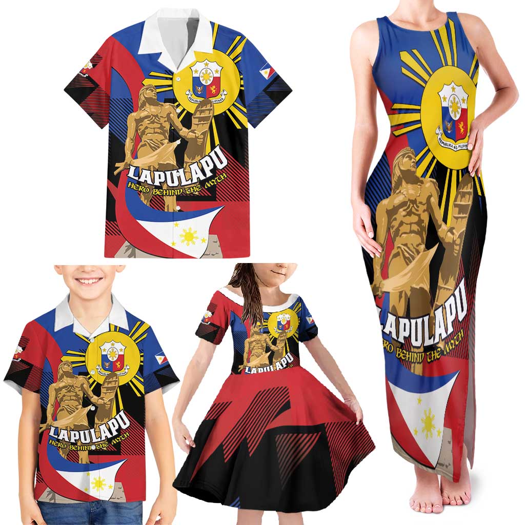 Personalized Philippines Lapulapu Family Matching Tank Maxi Dress and Hawaiian Shirt Hero Behind The Myth