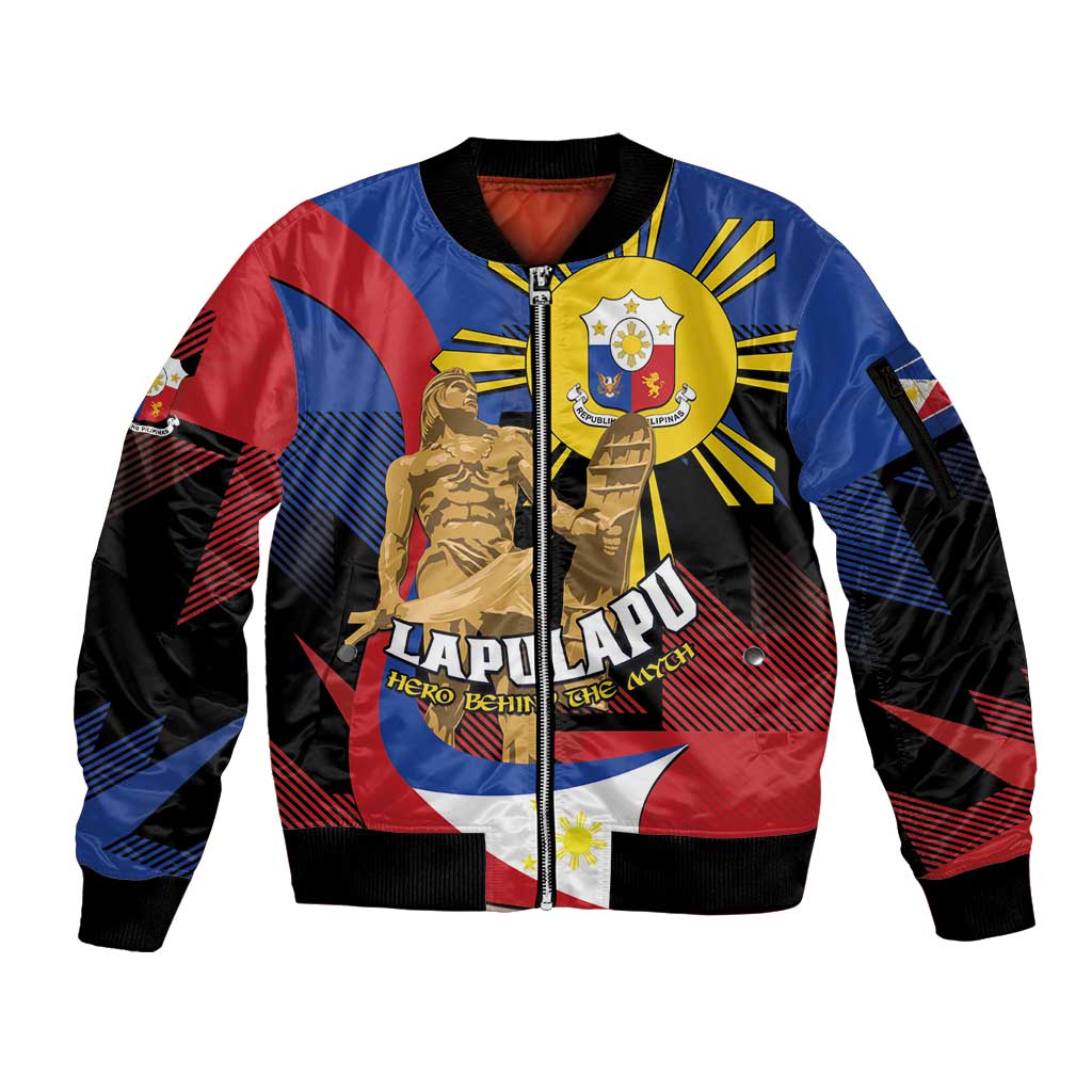 Personalized Philippines Lapulapu Sleeve Zip Bomber Jacket Hero Behind The Myth