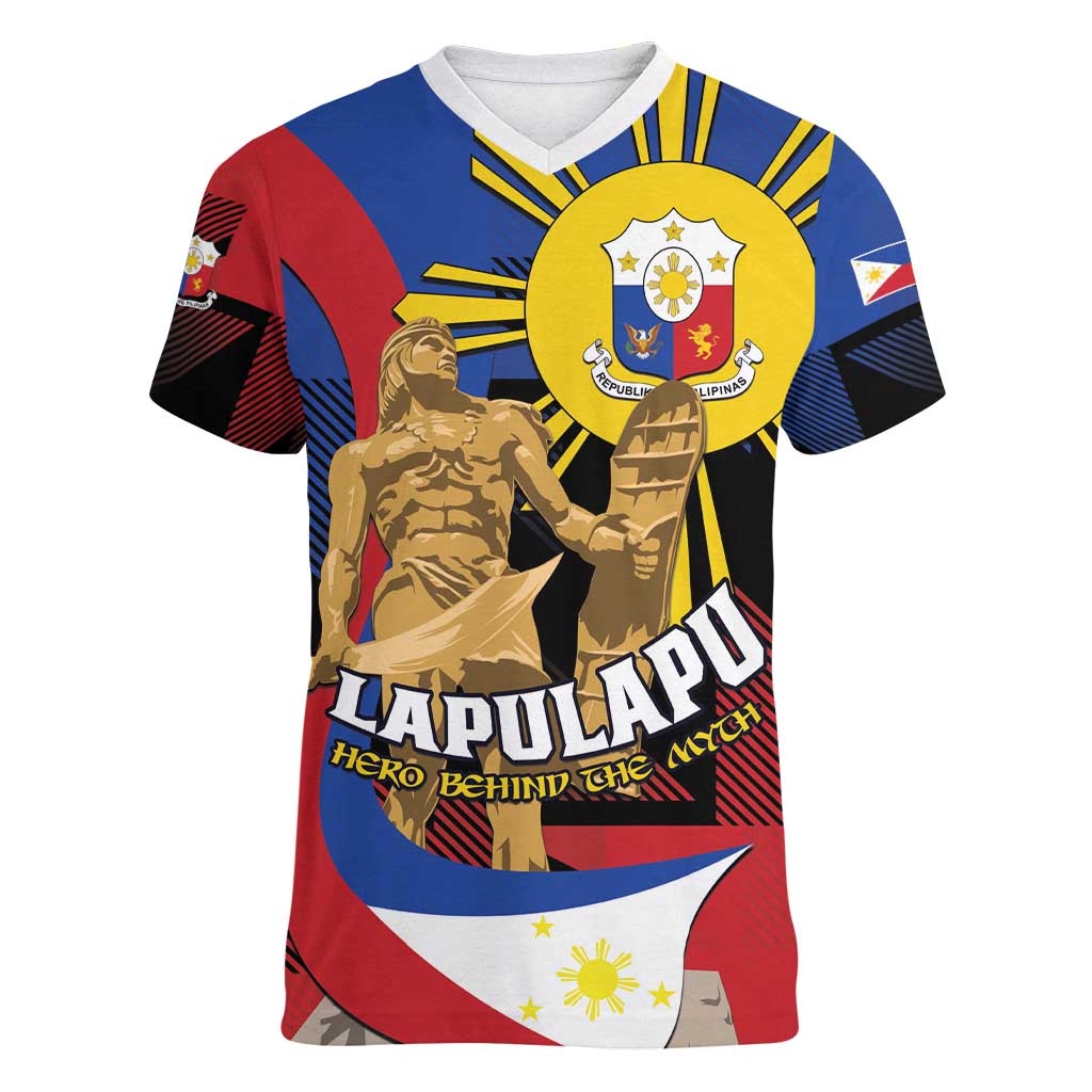 Personalized Philippines Lapulapu Women V-Neck T-Shirt Hero Behind The Myth
