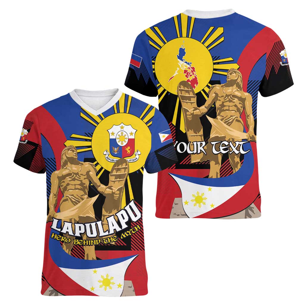 Personalized Philippines Lapulapu Women V-Neck T-Shirt Hero Behind The Myth