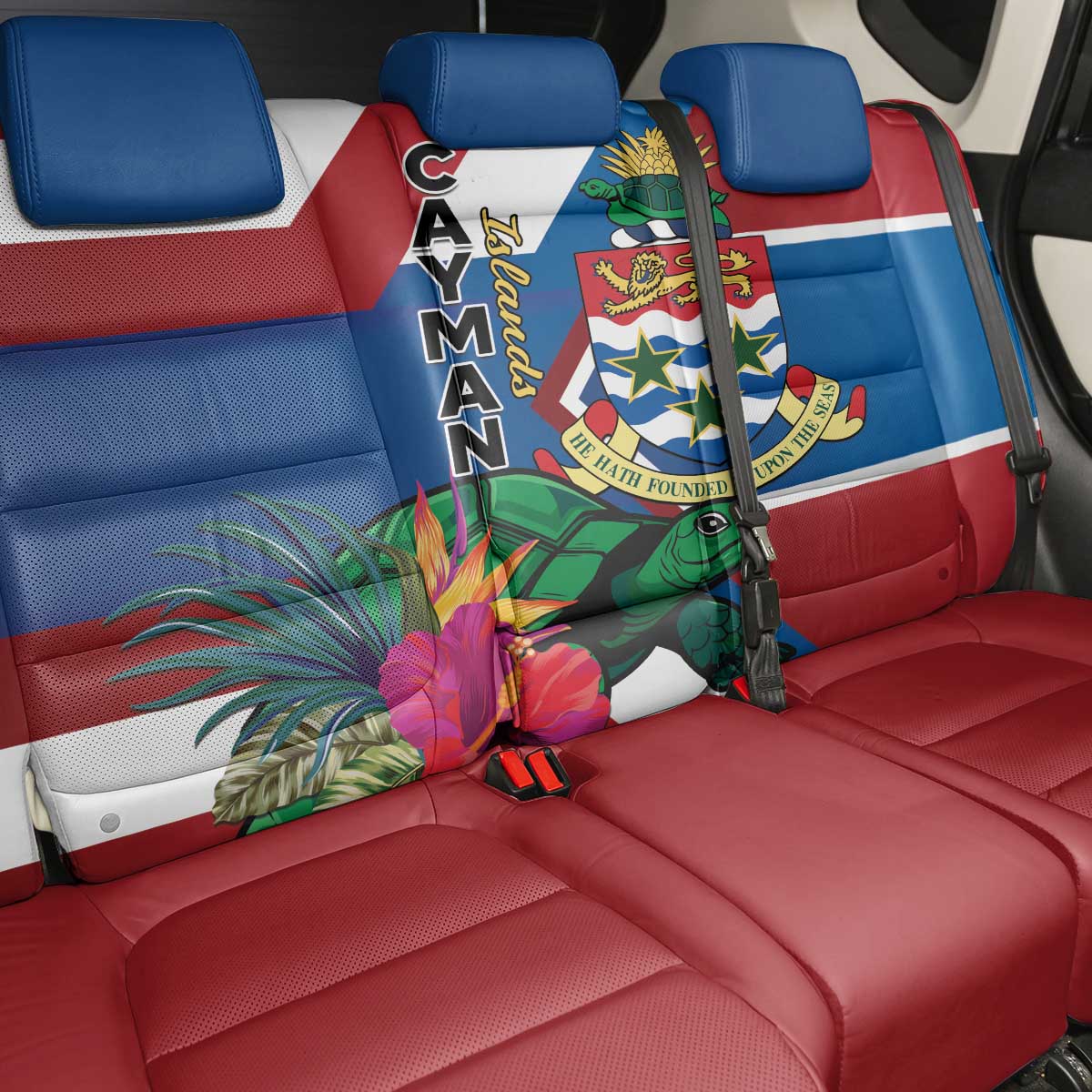 Cayman Islands Back Car Seat Cover Tropical Green Turtle