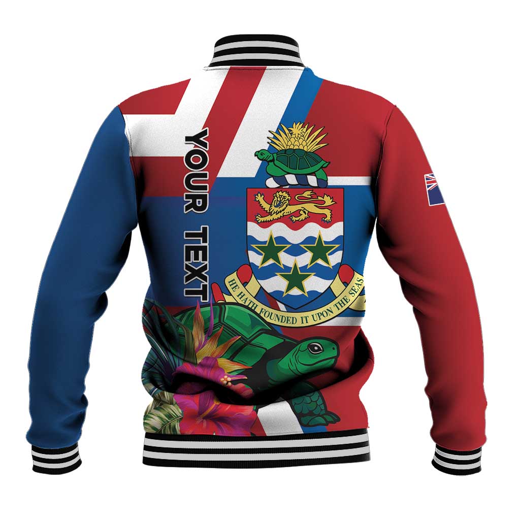 Personalised Cayman Islands Baseball Jacket Tropical Green Turtle