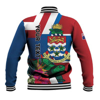Personalised Cayman Islands Baseball Jacket Tropical Green Turtle