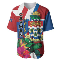 Personalised Cayman Islands Baseball Jersey Tropical Green Turtle