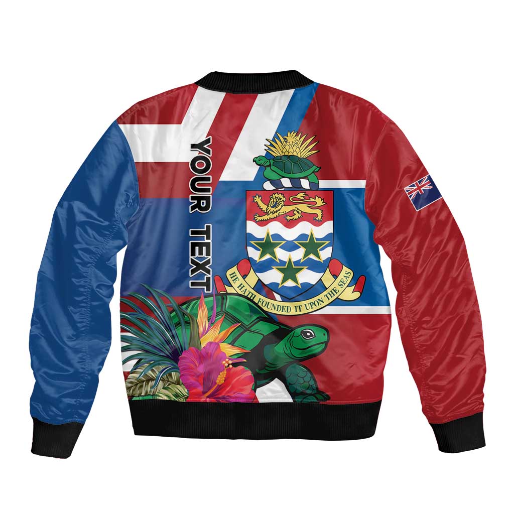 Personalised Cayman Islands Bomber Jacket Tropical Green Turtle