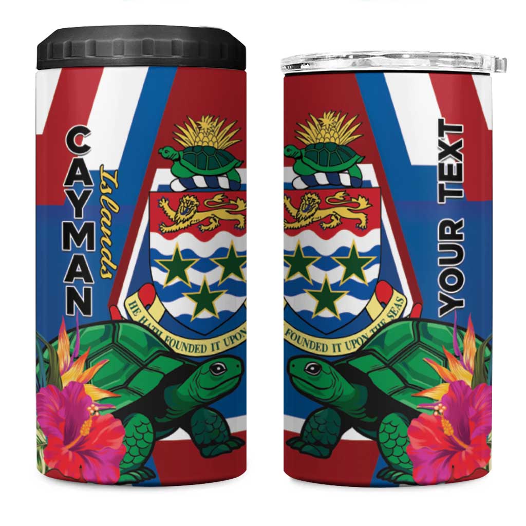 Personalised Cayman Islands 4 in 1 Can Cooler Tumbler Tropical Green Turtle