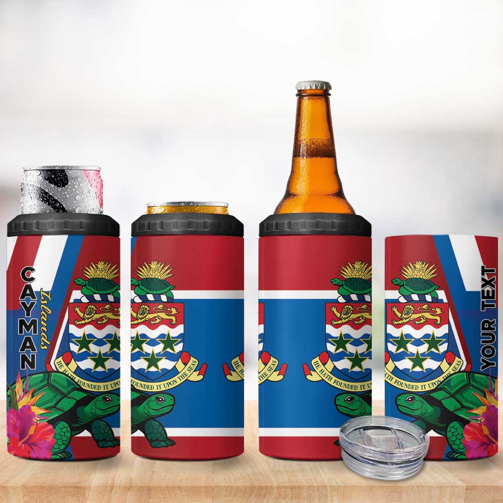 Personalised Cayman Islands 4 in 1 Can Cooler Tumbler Tropical Green Turtle
