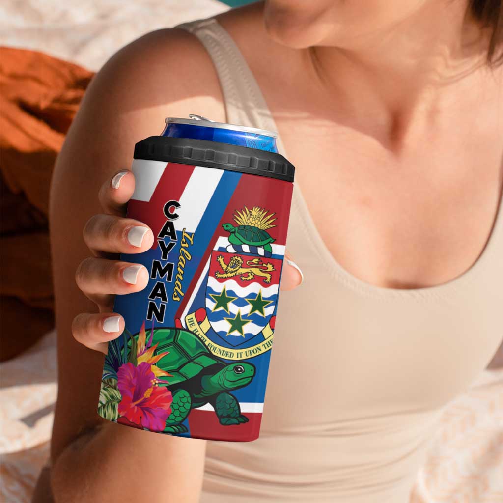 Personalised Cayman Islands 4 in 1 Can Cooler Tumbler Tropical Green Turtle