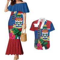 Personalised Cayman Islands Couples Matching Mermaid Dress and Hawaiian Shirt Tropical Green Turtle