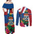 Personalised Cayman Islands Couples Matching Off Shoulder Maxi Dress and Long Sleeve Button Shirt Tropical Green Turtle