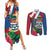 Personalised Cayman Islands Couples Matching Summer Maxi Dress and Long Sleeve Button Shirt Tropical Green Turtle