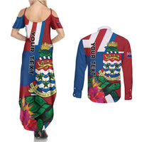 Personalised Cayman Islands Couples Matching Summer Maxi Dress and Long Sleeve Button Shirt Tropical Green Turtle