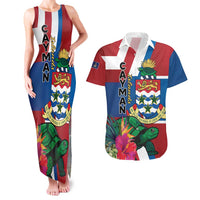 Personalised Cayman Islands Couples Matching Tank Maxi Dress and Hawaiian Shirt Tropical Green Turtle