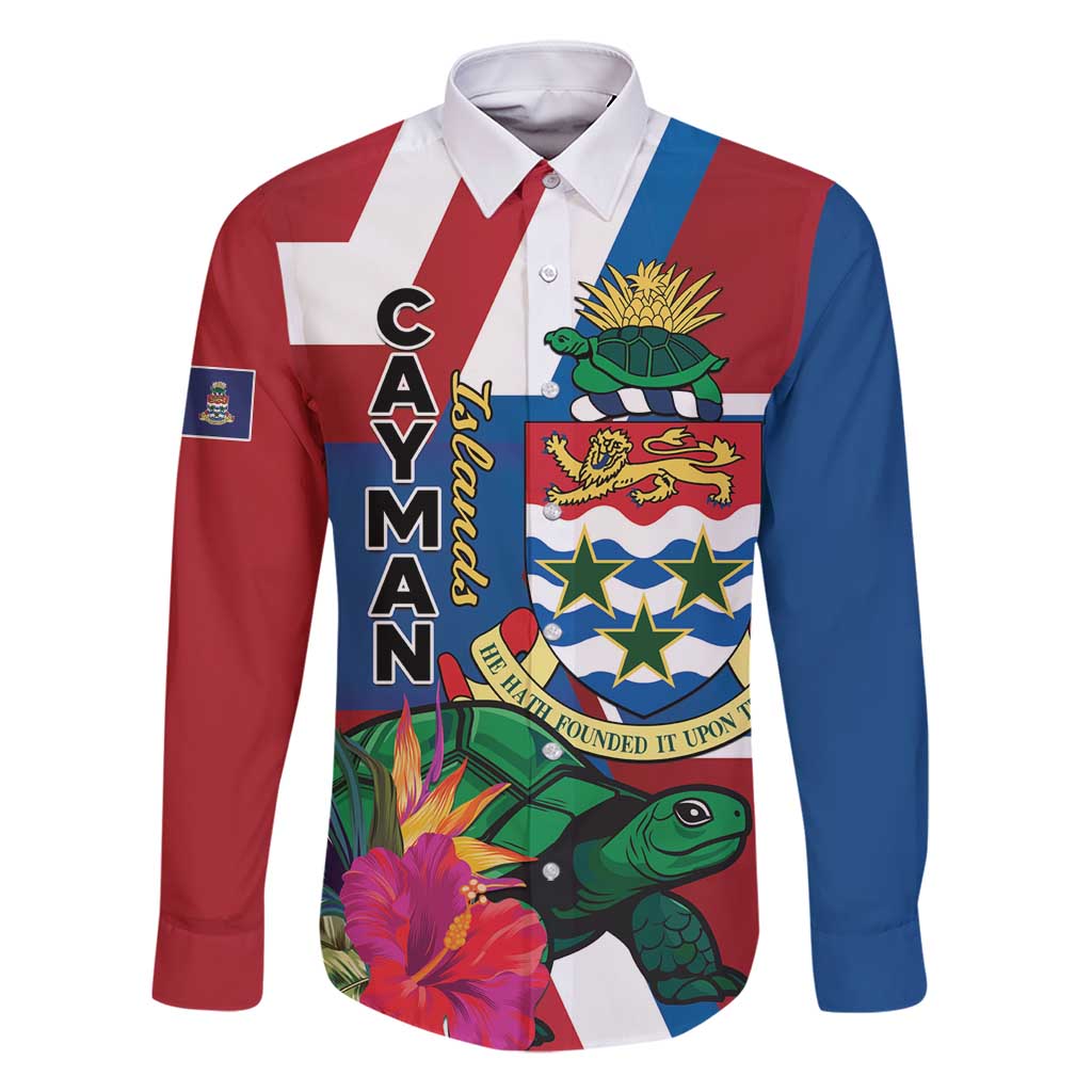 Personalised Cayman Islands Family Matching Long Sleeve Bodycon Dress and Hawaiian Shirt Tropical Green Turtle