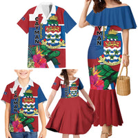 Personalised Cayman Islands Family Matching Mermaid Dress and Hawaiian Shirt Tropical Green Turtle
