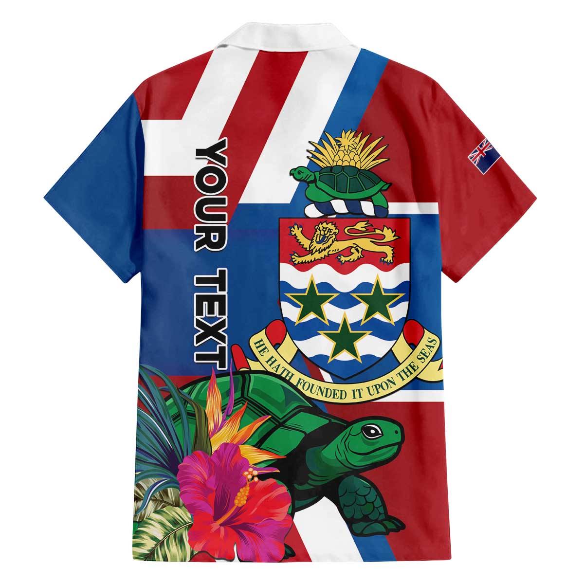 Personalised Cayman Islands Family Matching Off The Shoulder Long Sleeve Dress and Hawaiian Shirt Tropical Green Turtle