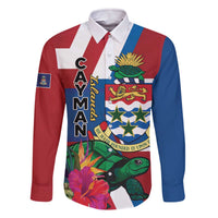 Personalised Cayman Islands Family Matching Off The Shoulder Long Sleeve Dress and Hawaiian Shirt Tropical Green Turtle