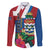 Personalised Cayman Islands Family Matching Off The Shoulder Long Sleeve Dress and Hawaiian Shirt Tropical Green Turtle