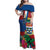 Personalised Cayman Islands Family Matching Off Shoulder Maxi Dress and Hawaiian Shirt Tropical Green Turtle