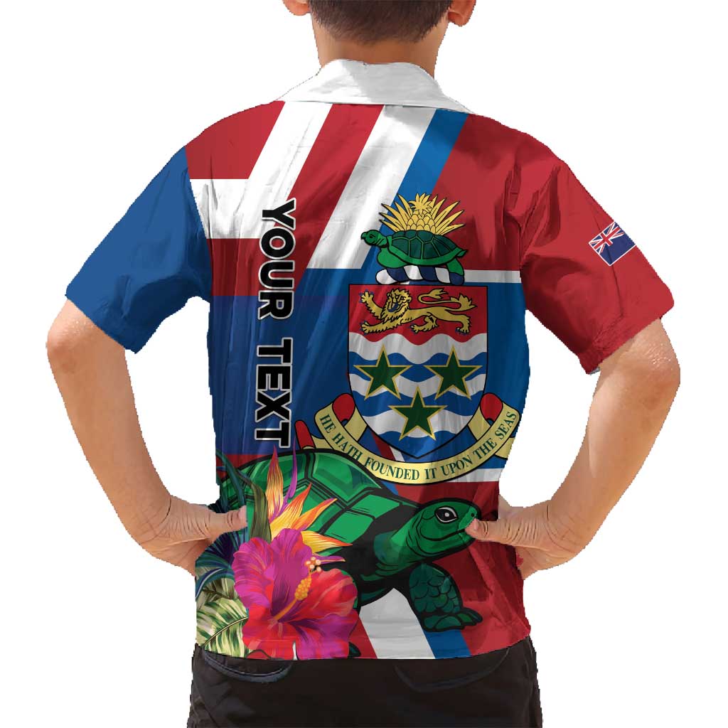 Personalised Cayman Islands Family Matching Off Shoulder Short Dress and Hawaiian Shirt Tropical Green Turtle