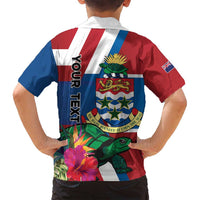 Personalised Cayman Islands Family Matching Off Shoulder Short Dress and Hawaiian Shirt Tropical Green Turtle