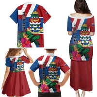 Personalised Cayman Islands Family Matching Puletasi and Hawaiian Shirt Tropical Green Turtle