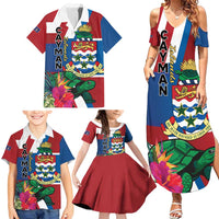 Personalised Cayman Islands Family Matching Summer Maxi Dress and Hawaiian Shirt Tropical Green Turtle