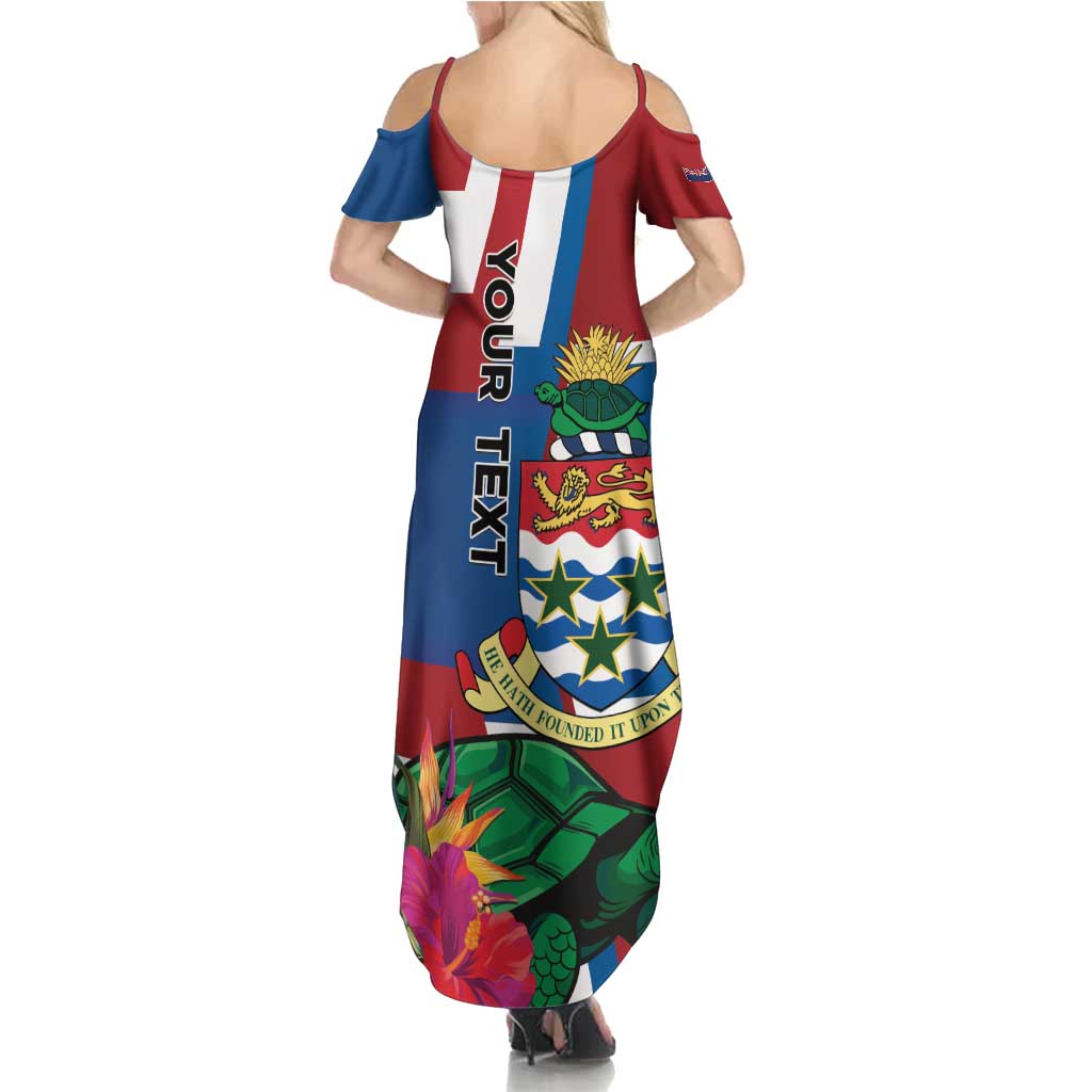 Personalised Cayman Islands Family Matching Summer Maxi Dress and Hawaiian Shirt Tropical Green Turtle