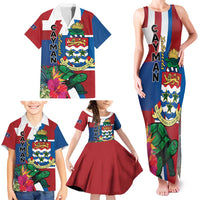 Personalised Cayman Islands Family Matching Tank Maxi Dress and Hawaiian Shirt Tropical Green Turtle