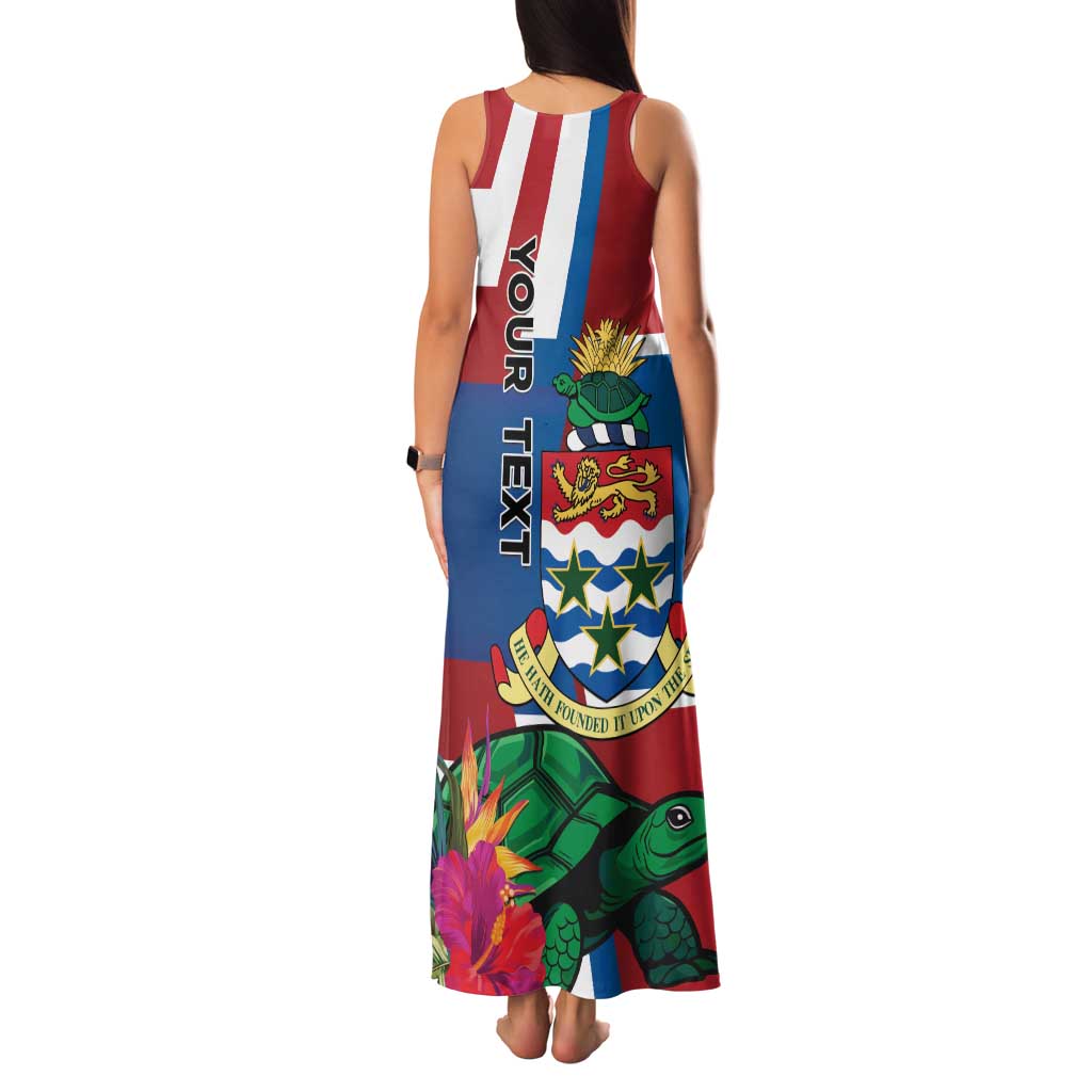 Personalised Cayman Islands Family Matching Tank Maxi Dress and Hawaiian Shirt Tropical Green Turtle