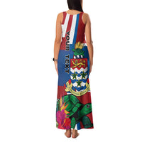 Personalised Cayman Islands Family Matching Tank Maxi Dress and Hawaiian Shirt Tropical Green Turtle