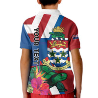 Personalised Cayman Islands Kid Polo Shirt Tropical Green Turtle