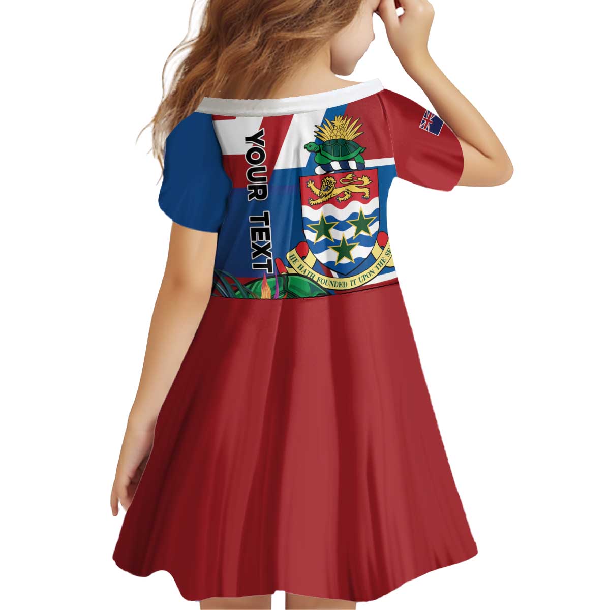 Personalised Cayman Islands Kid Short Sleeve Dress Tropical Green Turtle