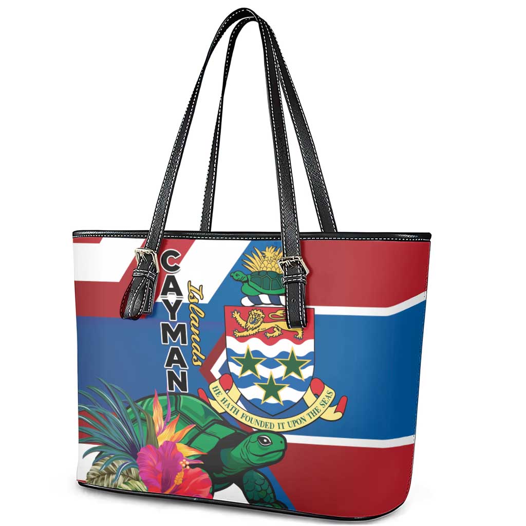 Cayman Islands Leather Tote Bag Tropical Green Turtle
