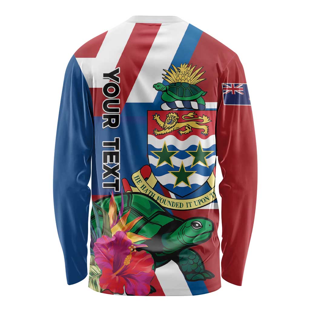 Personalised Cayman Islands Long Sleeve Shirt Tropical Green Turtle