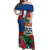 Personalised Cayman Islands Off Shoulder Maxi Dress Tropical Green Turtle