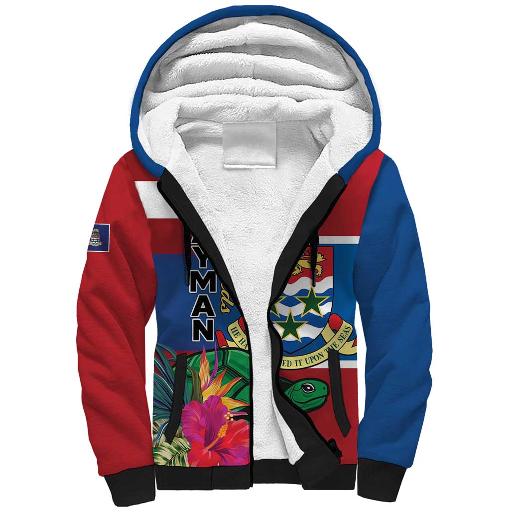 Personalised Cayman Islands Sherpa Hoodie Tropical Green Turtle