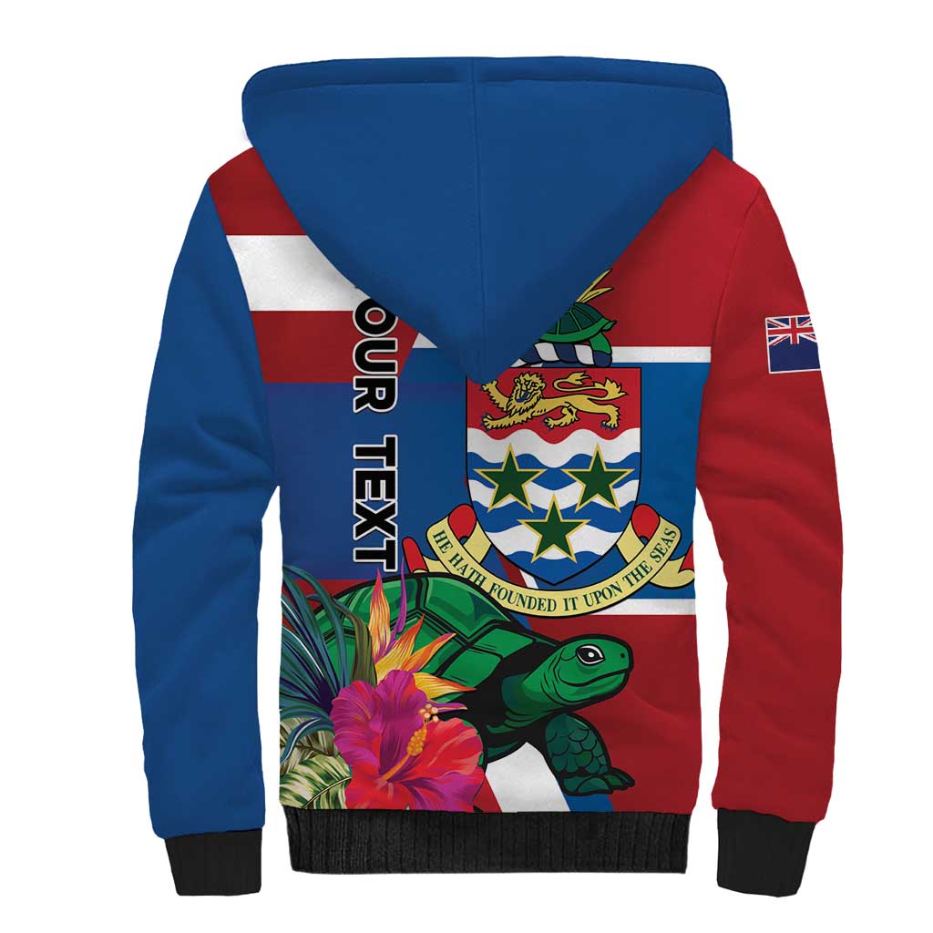 Personalised Cayman Islands Sherpa Hoodie Tropical Green Turtle