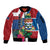 Personalised Cayman Islands Sleeve Zip Bomber Jacket Tropical Green Turtle