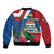 Personalised Cayman Islands Sleeve Zip Bomber Jacket Tropical Green Turtle