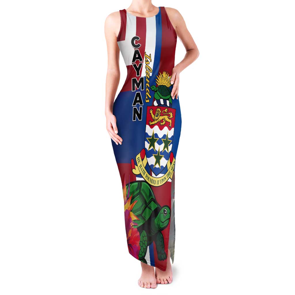 Personalised Cayman Islands Tank Maxi Dress Tropical Green Turtle