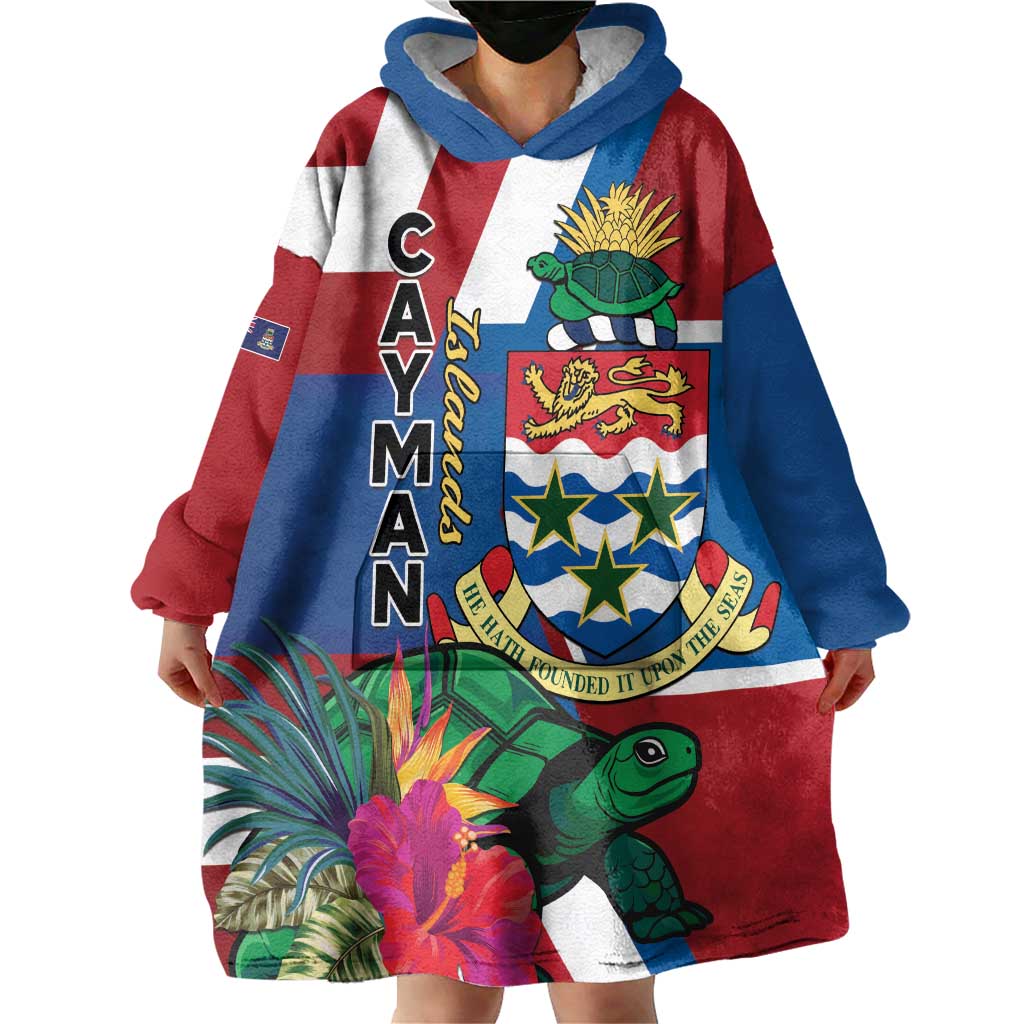 Personalised Cayman Islands Wearable Blanket Hoodie Tropical Green Turtle