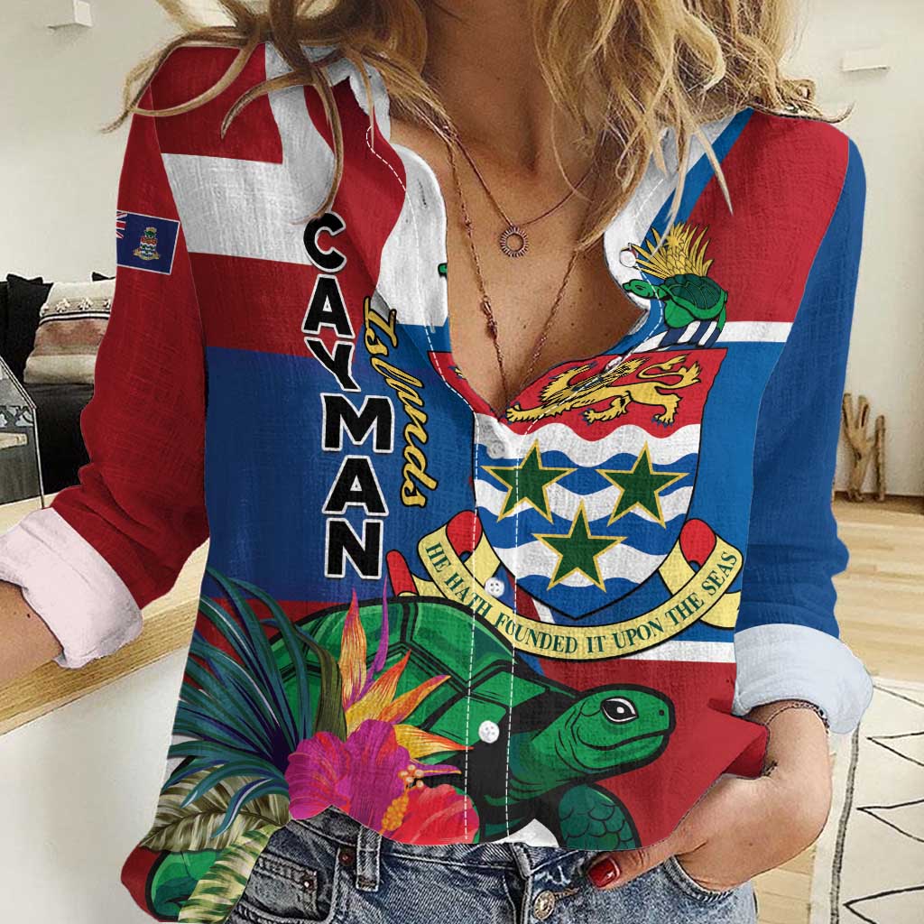 Personalised Cayman Islands Women Casual Shirt Tropical Green Turtle