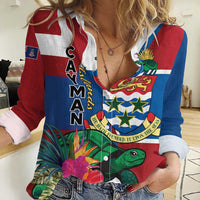 Personalised Cayman Islands Women Casual Shirt Tropical Green Turtle