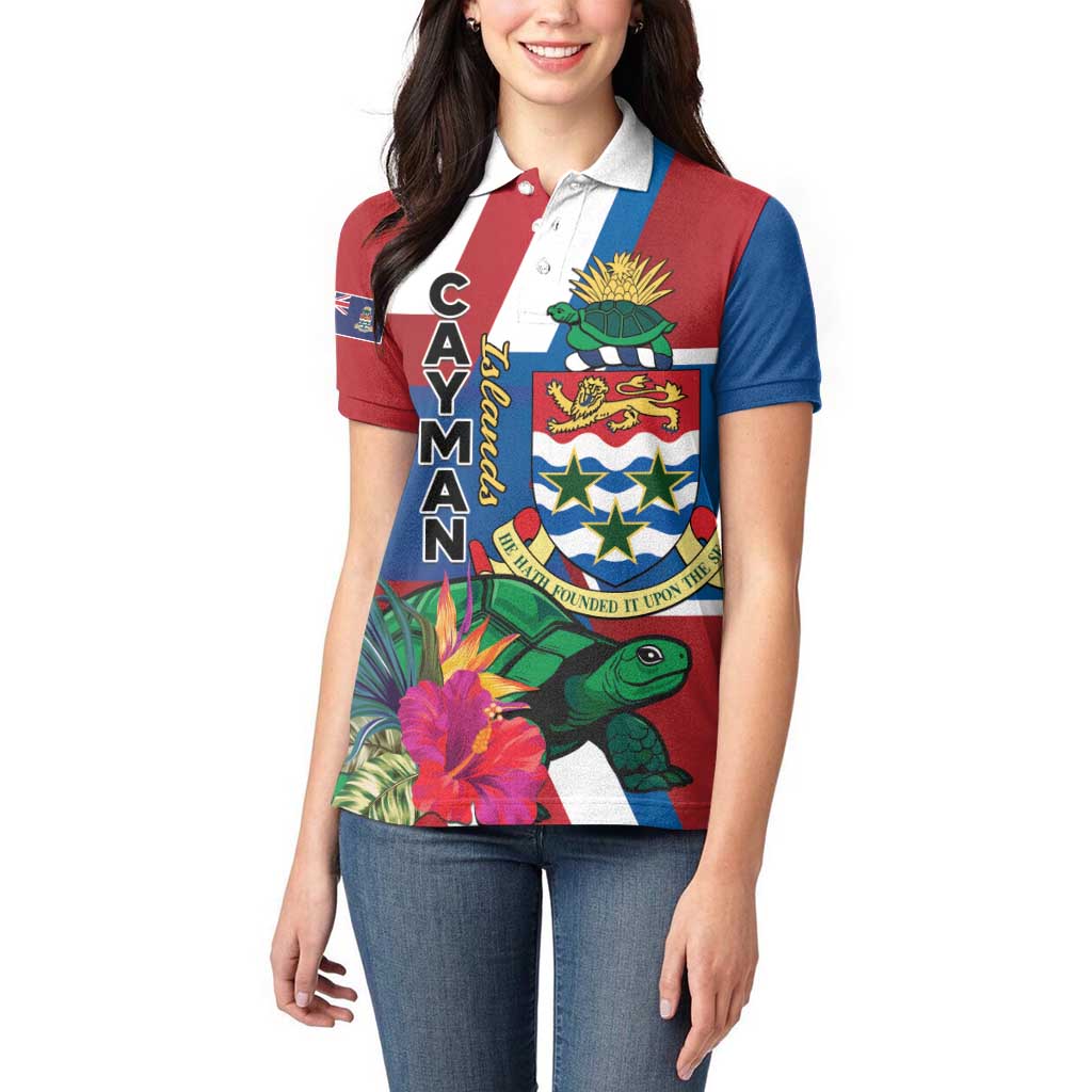 Personalised Cayman Islands Women Polo Shirt Tropical Green Turtle