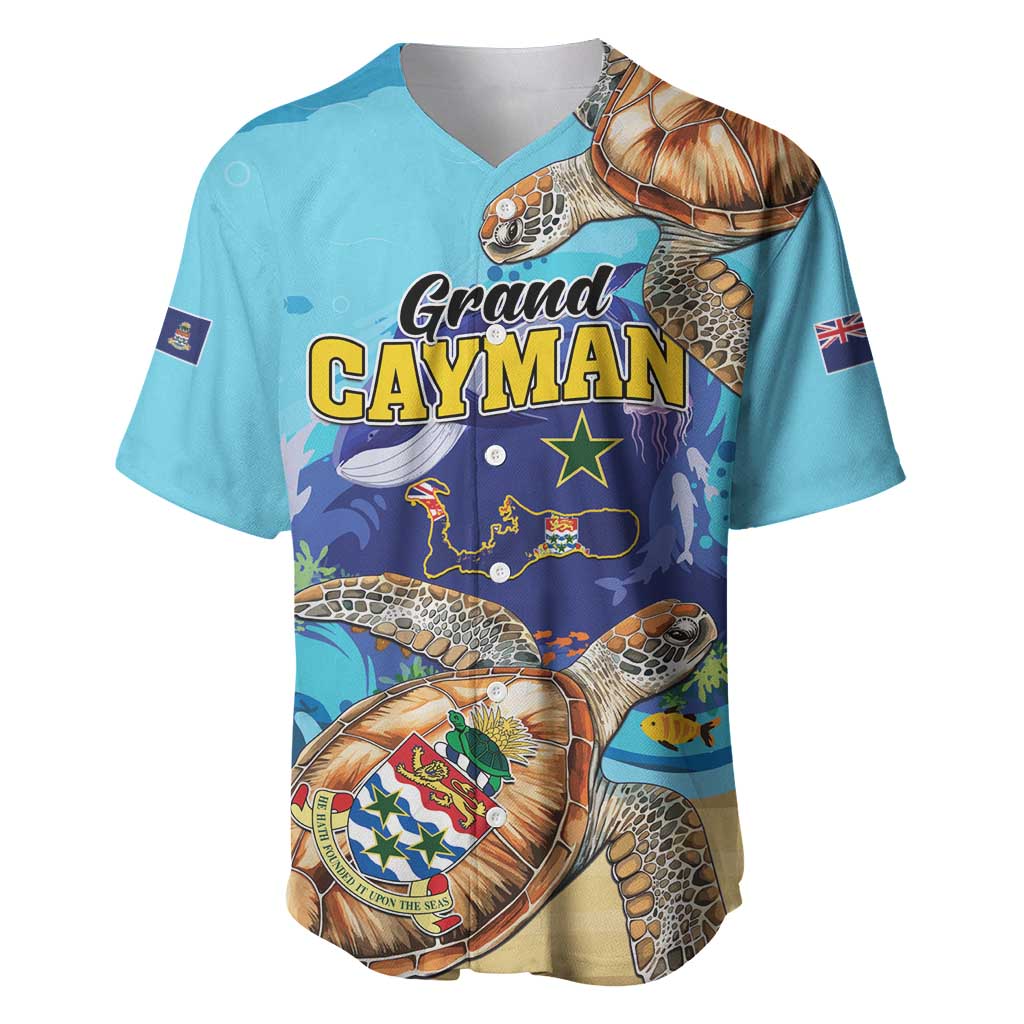 Grand Cayman Map Sea Turtle Baseball Jersey Ocean Vibes