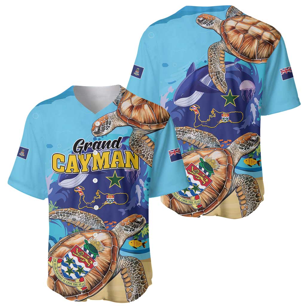 Grand Cayman Map Sea Turtle Baseball Jersey Ocean Vibes